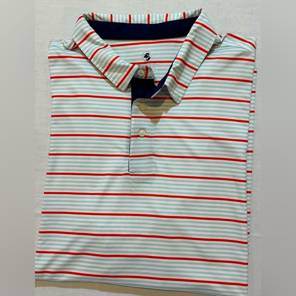 NWT Men’s Southern Proper Polo in Pool/Tomato Stripes Size XXL